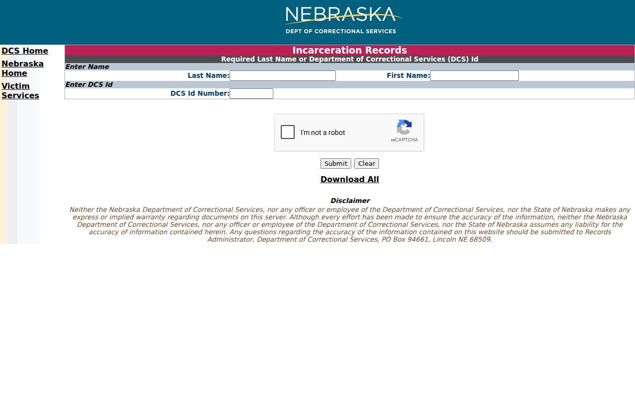 Thurston County arrest lookup NDCS incarceration search