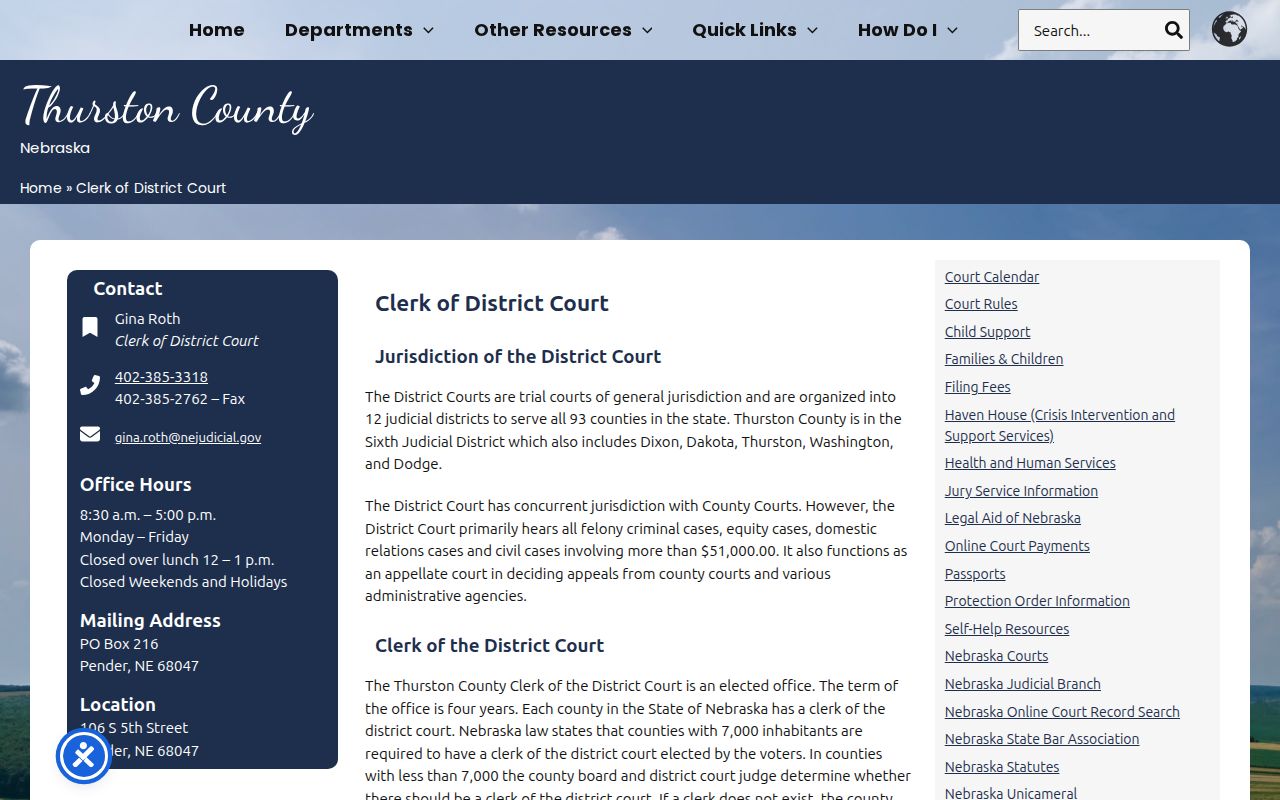 Thurston County criminal court cases District Court clerk page