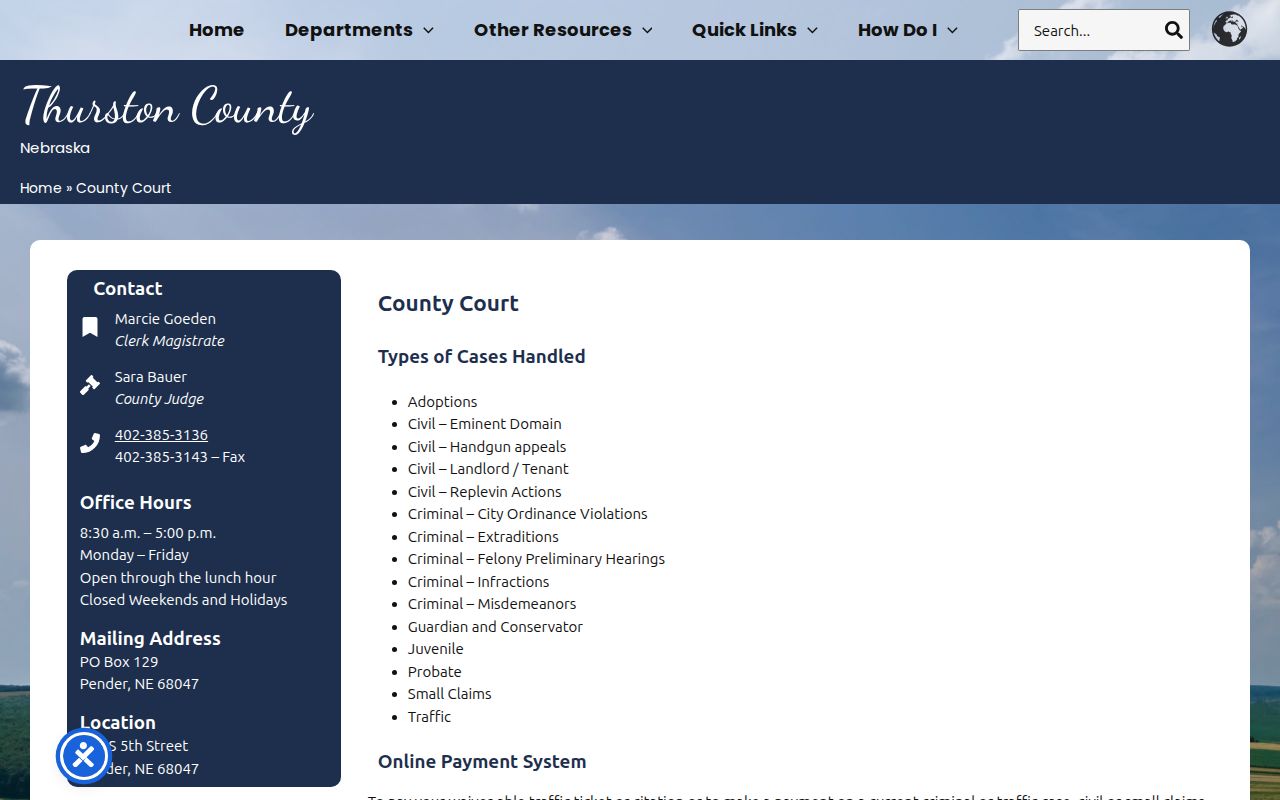 Thurston County criminal court cases County Court page