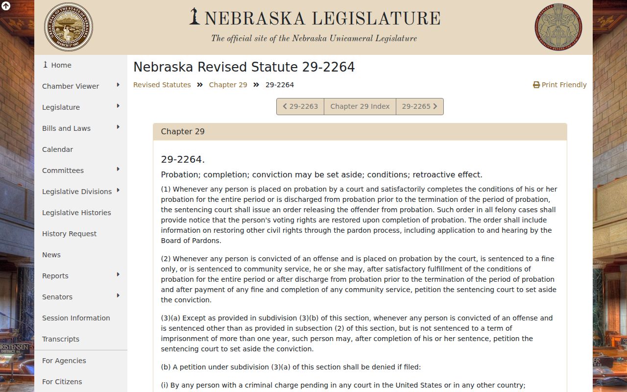Winnebago criminal records Nebraska set-aside statute