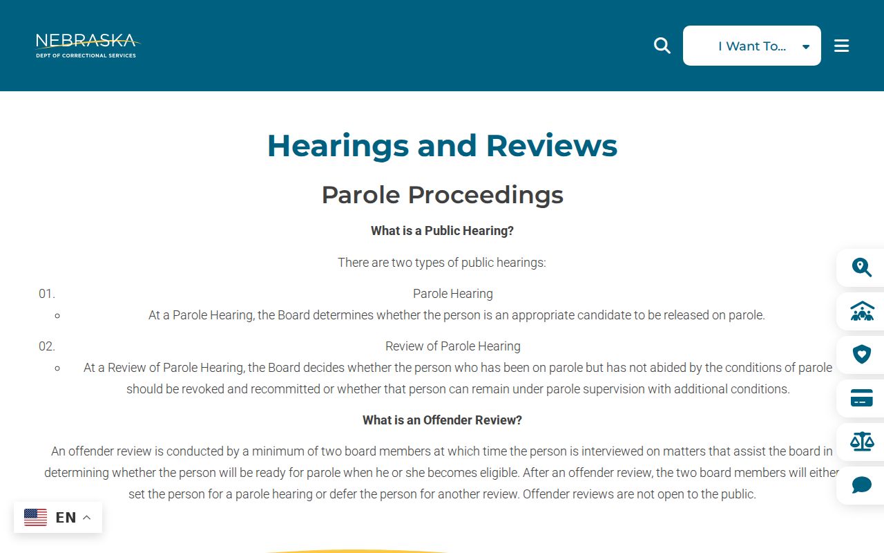 Winnebago criminal records parole hearing guidance